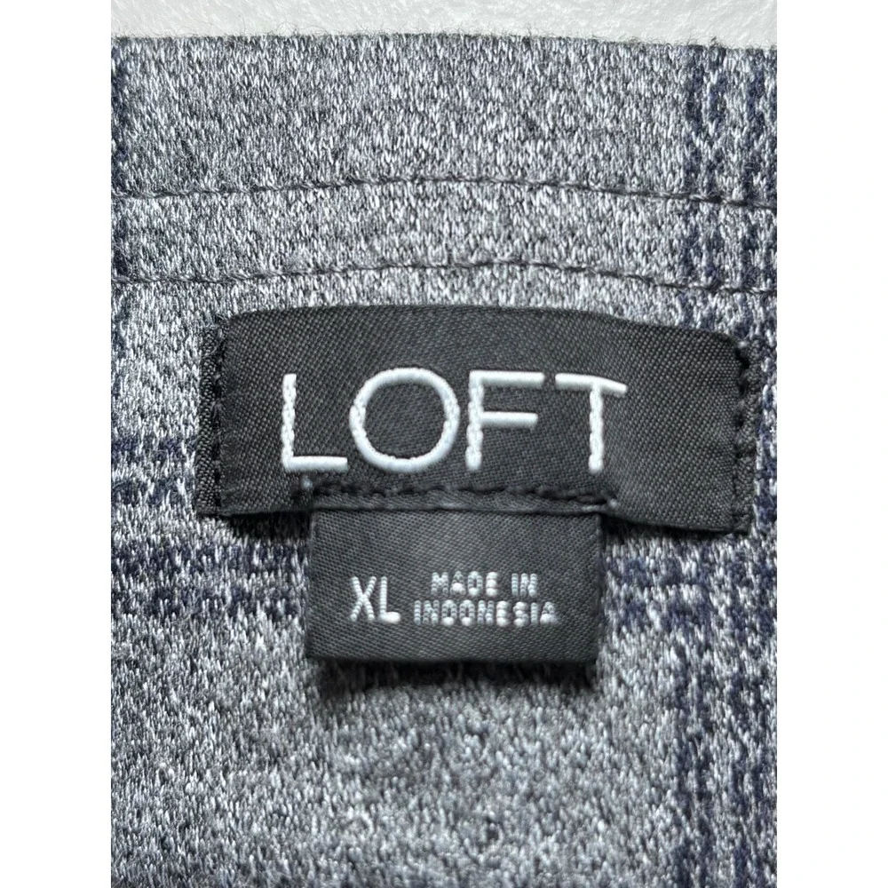 LOFT Gray Plaid Pull On Pants XL Stretch Slim Skinny Office‎ Workwear Y2K
